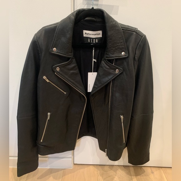 Large Reformation Veda Bad leather jacket - Picture 3 of 9